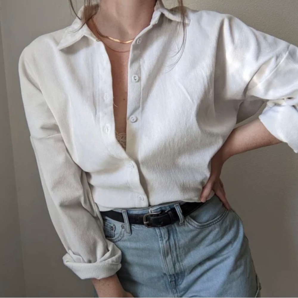 Zara oversized corduroy button up shirt